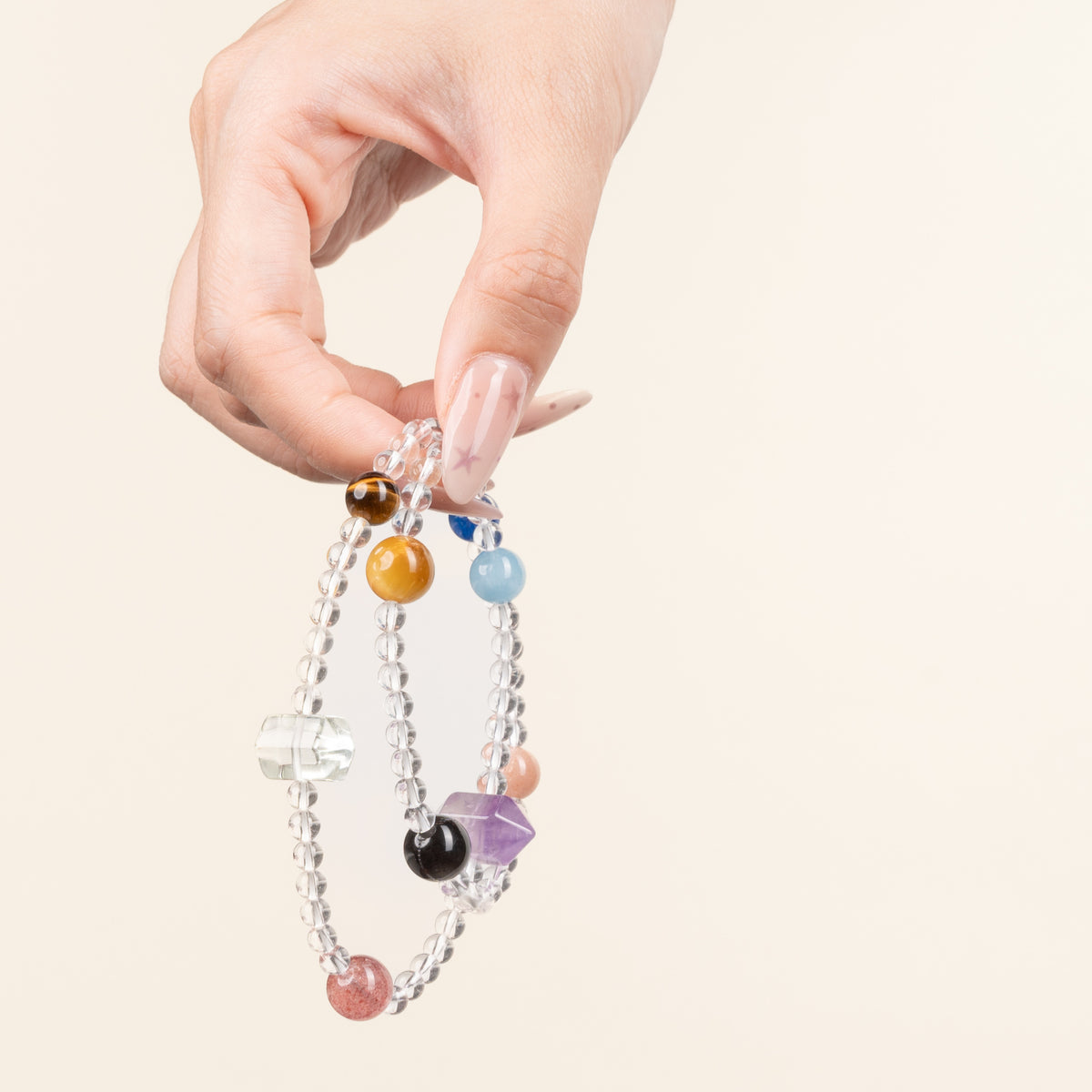 Vitality Confidence Whispers of the Heart Sunstone Silver Obsidian Handmade 2-Wrap Bracelet·Fire｜Passion — on-hand image 2