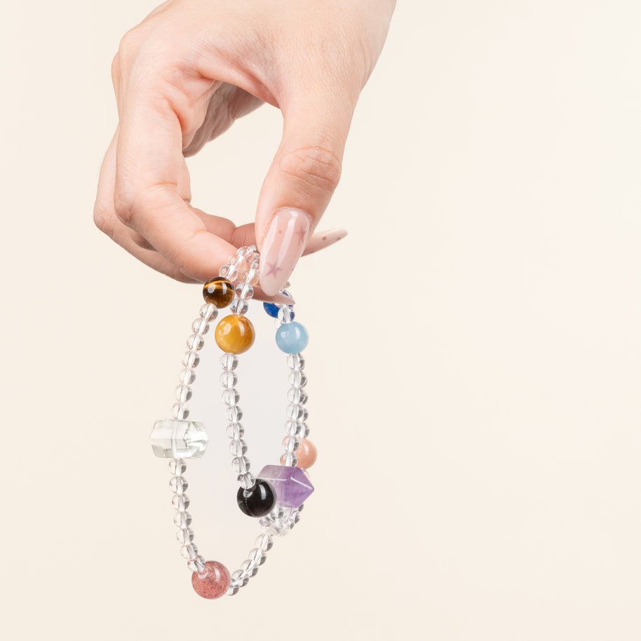 Vitality Confidence Whispers of the Heart Sunstone Silver Obsidian Handmade 2-Wrap Bracelet·Fire｜Passion — on-hand image 2