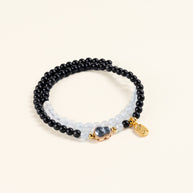 Protection Grounding Deep Blue Awake Obsidian Aquamarine Handmade 2-Wrap Bracelet·Water｜Intuition — main