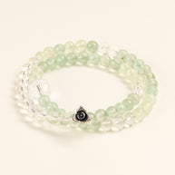 Self-Love Abundance Turning Toward Warmth Green Strawberry Quartz Clear Quartz Handmade 2-Wrap Bracelet·Fire｜Passion — main
