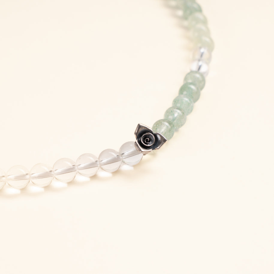 Self-Love Abundance Turning Toward Warmth Green Strawberry Quartz Clear Quartz Handmade 2-Wrap Bracelet·Fire｜Passion — detail image 1