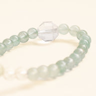 Self-Love Abundance Turning Toward Warmth Green Strawberry Quartz Clear Quartz Handmade 2-Wrap Bracelet·Fire｜Passion — detail image 2