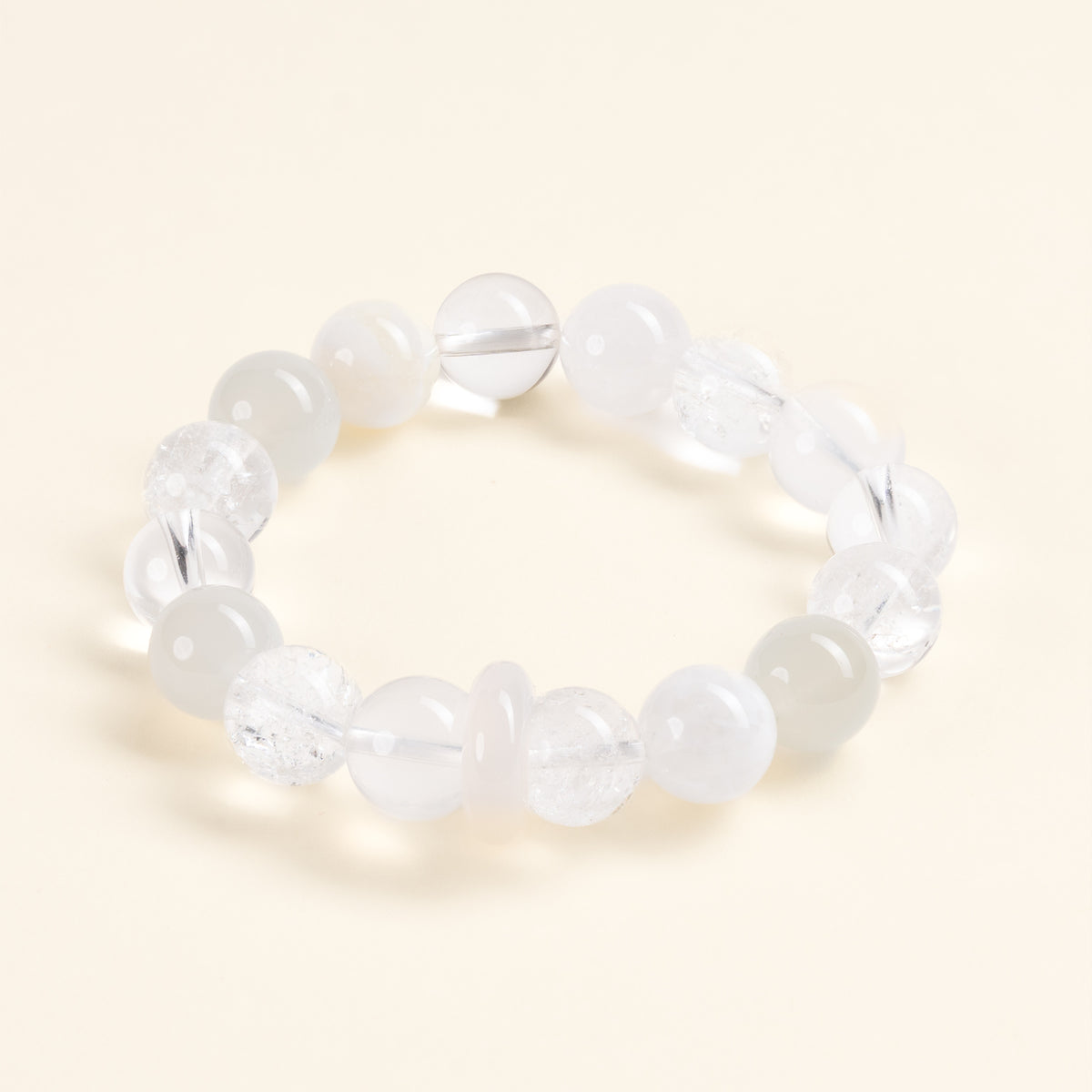 Source Connection Intuition Moonlight Whisper Clear Quartz White Fluorite Handmade Bracelet·Metal｜Clarity — main