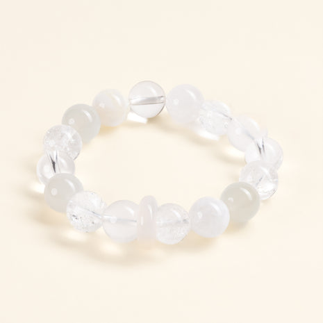 Source Connection Intuition Moonlight Whisper Clear Quartz White Fluorite Handmade Bracelet·Metal｜Clarity — main
