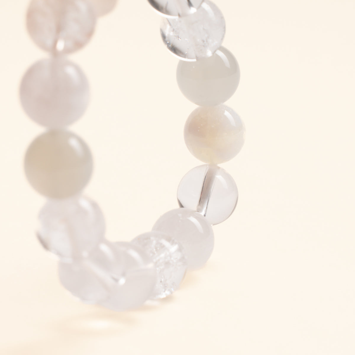 Source Connection Intuition Moonlight Whisper Clear Quartz White Fluorite Handmade Bracelet·Metal｜Clarity — detail image 2