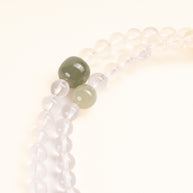 Source Connection Intuition First Moonlight Clear Quartz Beeswax Amber Handmade 3-Loop Bracelet·Metal｜Clarity — detail image 1