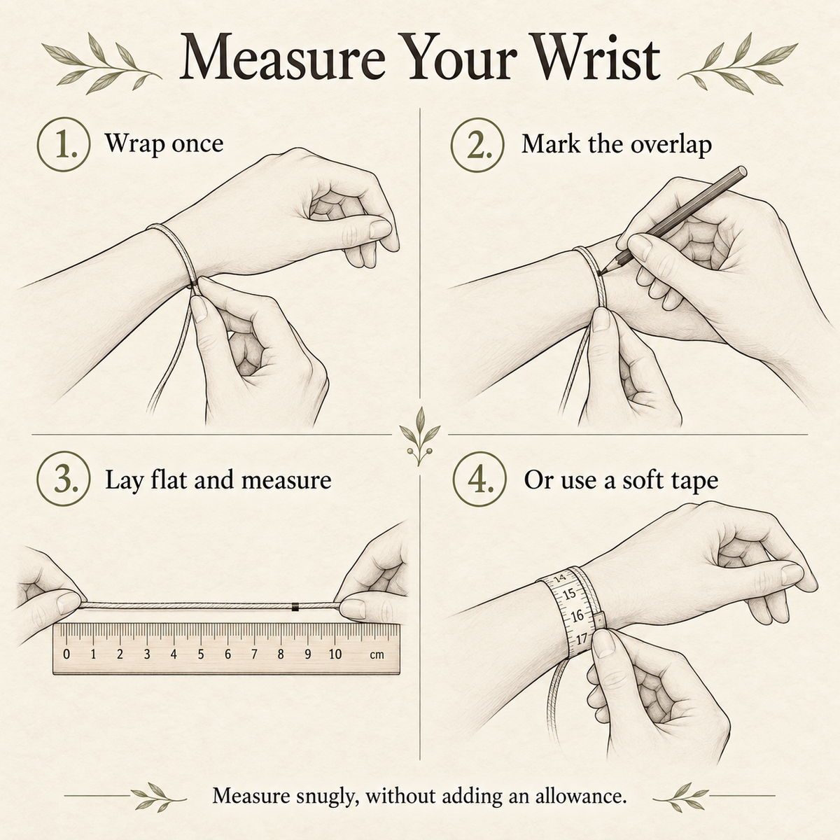 Wrist circumference measurement guide